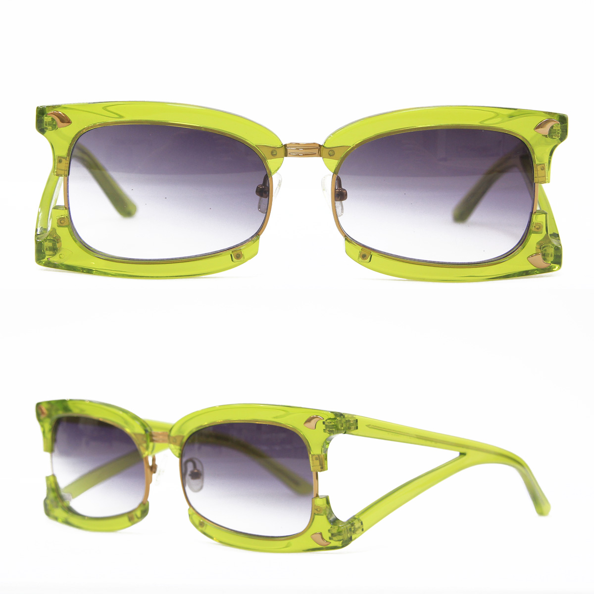 Linda Farrow  Prabal Gurung Sunglasses Rectangular Green and Purple