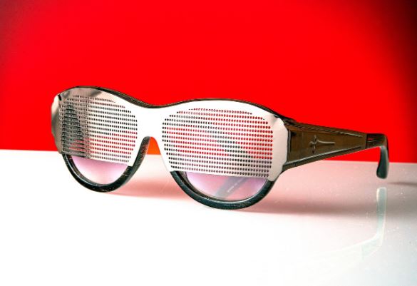 Linda Farrow  by Todd Lynn Special Black with Silver and Purple acetate perforated silver metal sunglass